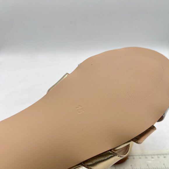 FSJ Gold Cute Strappy Peep Open Toe Flat D'Orsay T-Strap Ankle Buckle Sandals - Picture 6 of 8